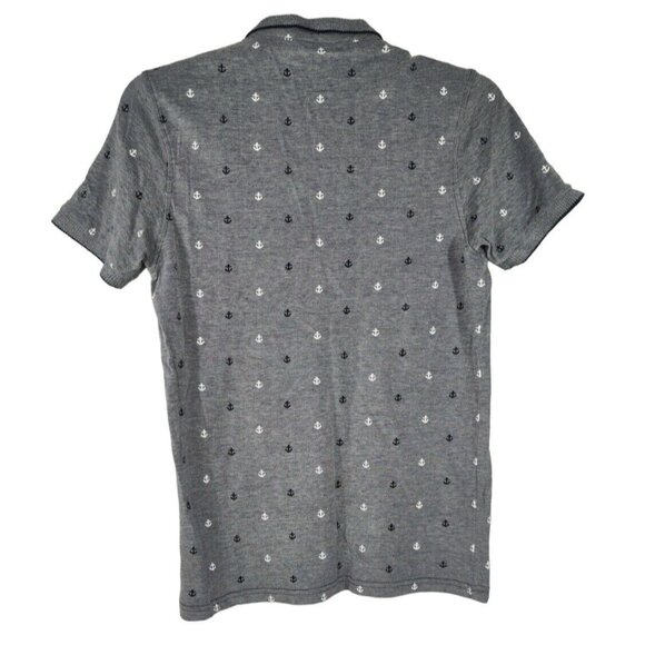 Primark Polo Shirt Collared Men Size M Blue Nautical Anchors Short Sleeve - Picture 5 of 9